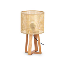 LAMPARA SOBREMESA PANTALLA NATURAL CILINDRO 36 CM 