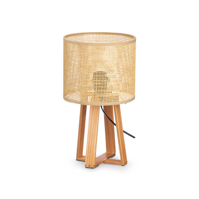 LAMPARA SOBREMESA PANTALLA NATURAL CILINDRO 36 CM 