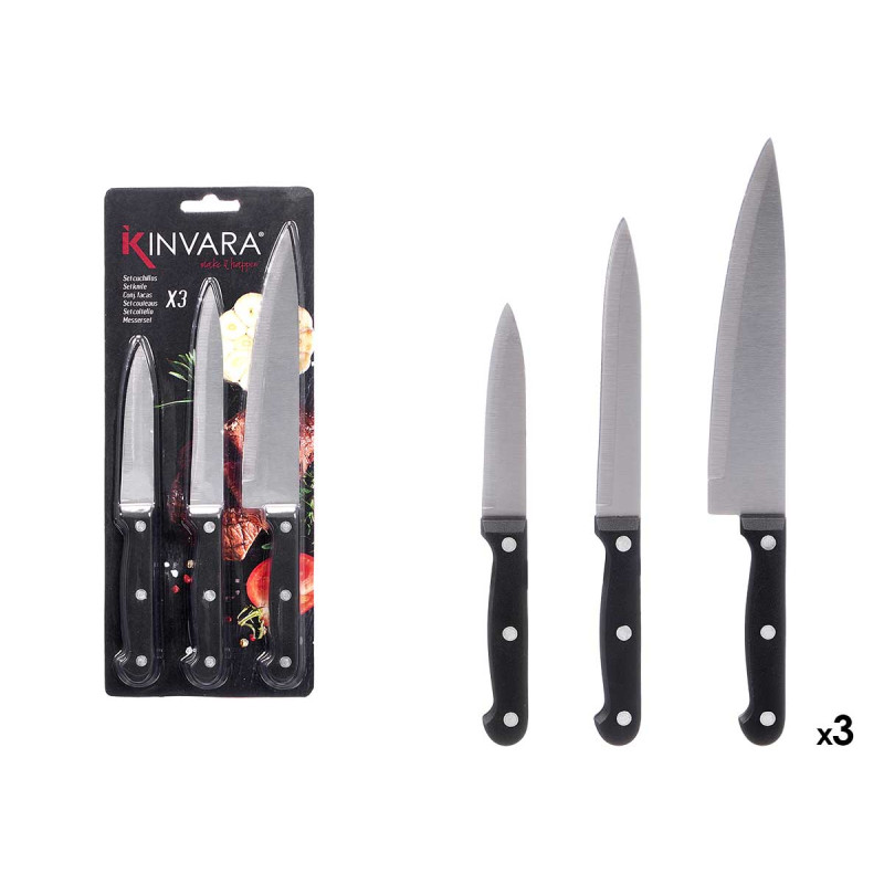SET 3 CUCHILLO MANGO NEGRO