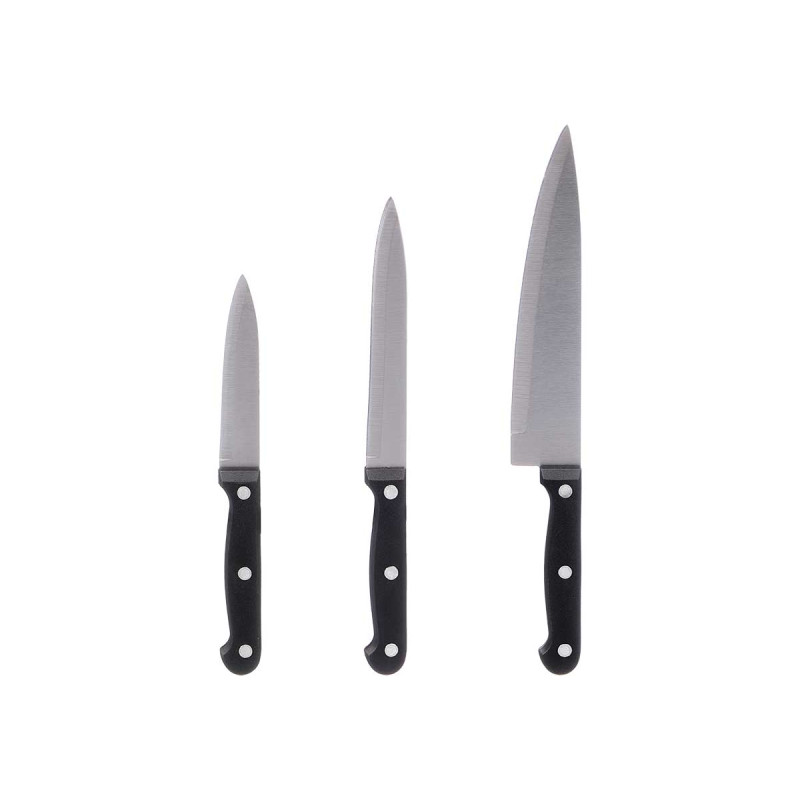 SET 3 BLACK HANDLE KNIFE
