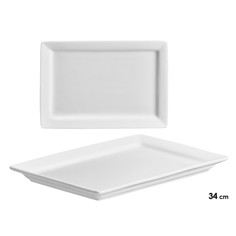 PLATEAU PORCELAINE RECTANGULAIRE LARGE 34CM