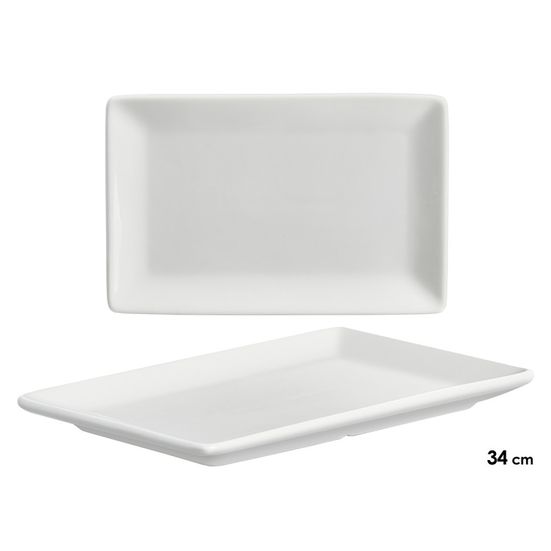 BANDEJA PORCELANA RETANGULAR BORDA LARGA 34