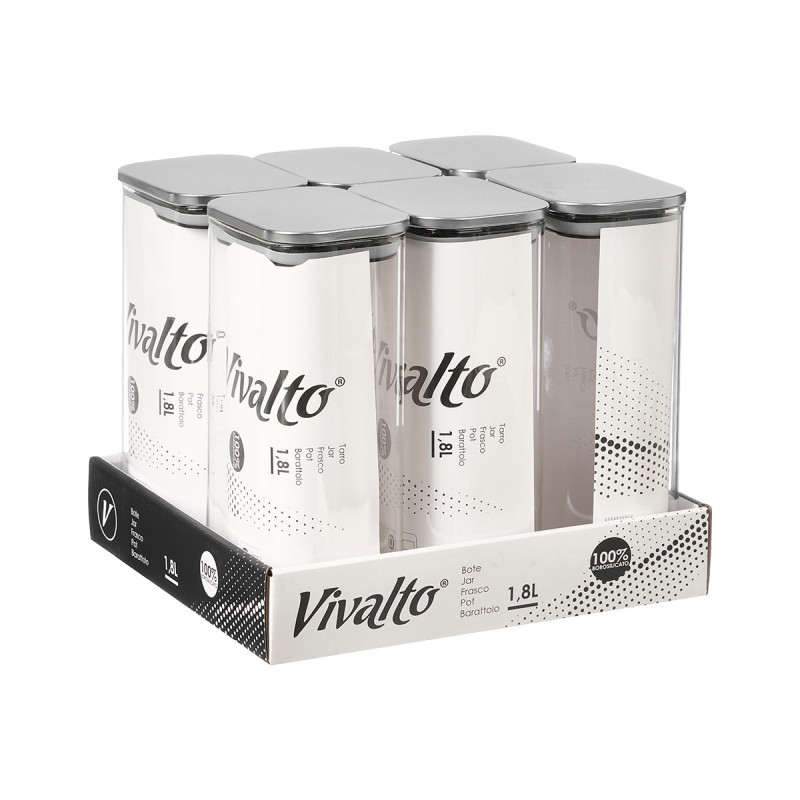 1,8L RECTANGULAR BOROSILICATE JAR STEEL LID