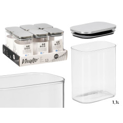 BARATTOLO RETTANGOL BOROSILICAT 1,1L TAPPO ACCIAIO