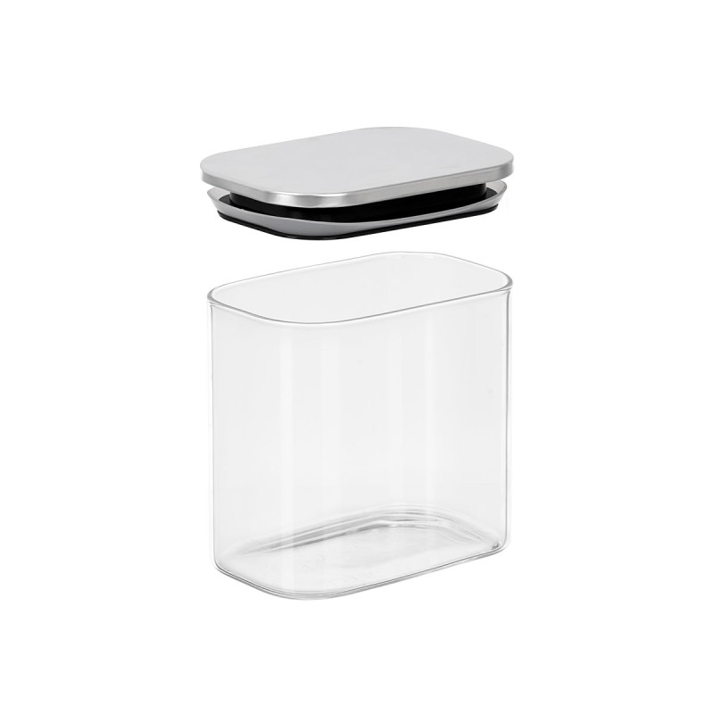 BARATTOLO RETTANGO BOROSILICAT 800ML TAPPO ACCIAIO