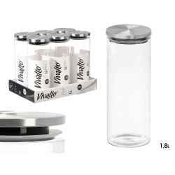 1,8L ROUND BOROSILICATE JAR STEEL LID