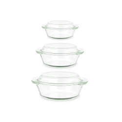 SET 3 BOROSILICATE SAUCEPANS 700 1000 1500ML