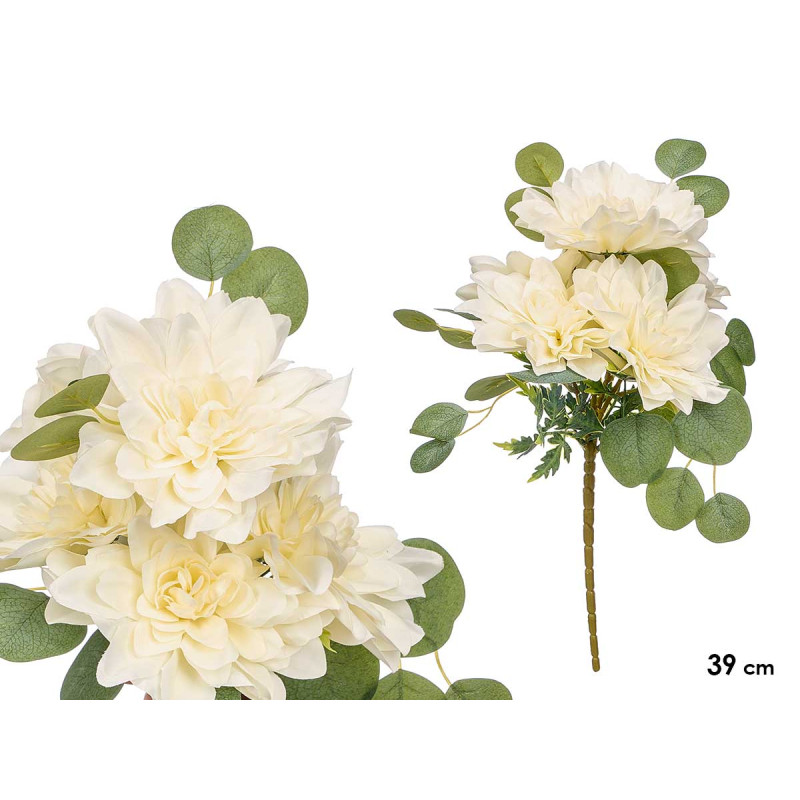 BOUQUET 5 FLEURS OUVERTES BLANCHES 39CM