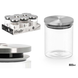 POT ROND BOROSILICATE 800ML COUVERCLE ACIER