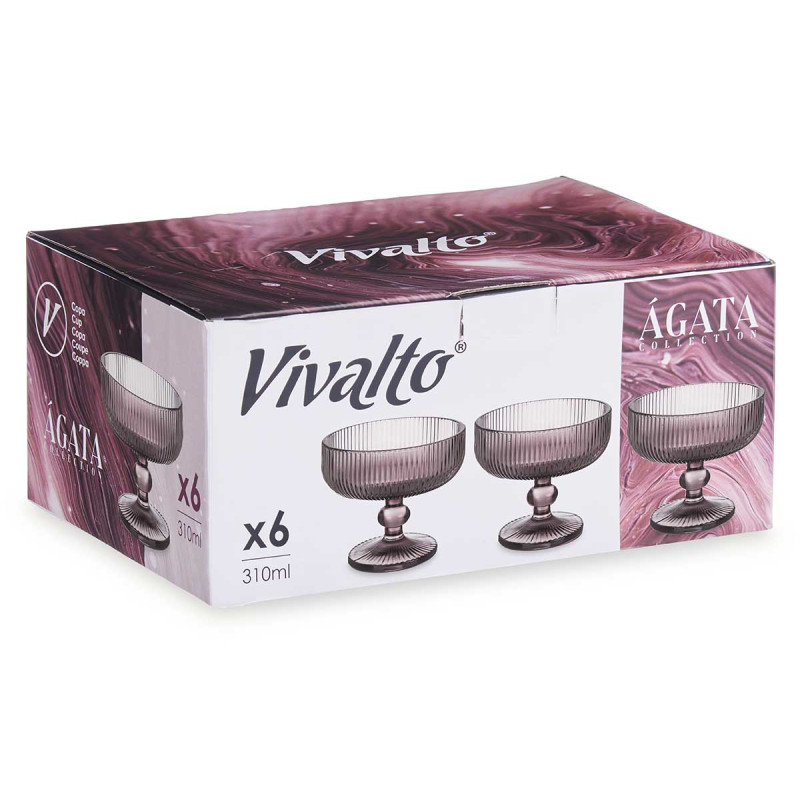 COPA HELADO ROSA RAYAS 310ML