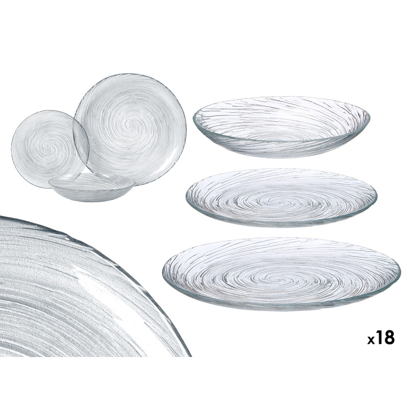 VAJILLA VIDRIO 18 PZS TRANSPARENTE