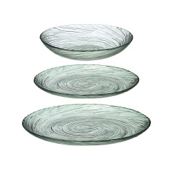 GLASS GREEN DINNERWARE 18 PCS