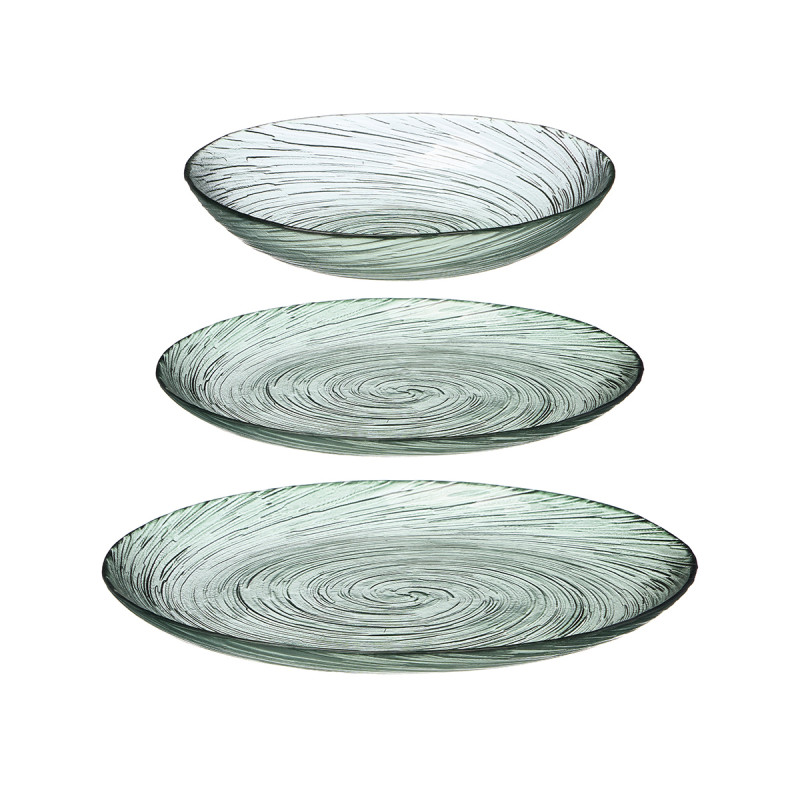 GLASS GREEN DINNERWARE 18 PCS