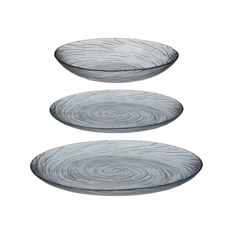 STOVIGLIE VETRO 18 PZ GRIGIO