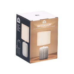 LAMPADA DA TAVOLO A STRISCE GRIGIO