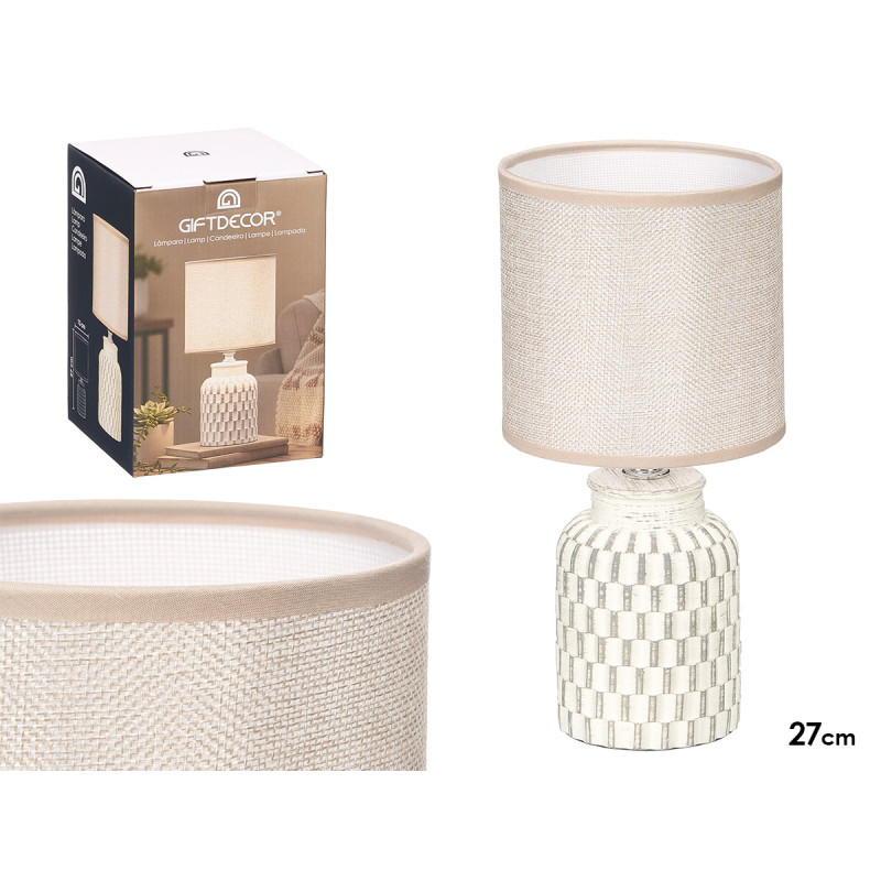 LAMPADA DA TAVOLO CILINDRICA A RIGHE GRIGIO