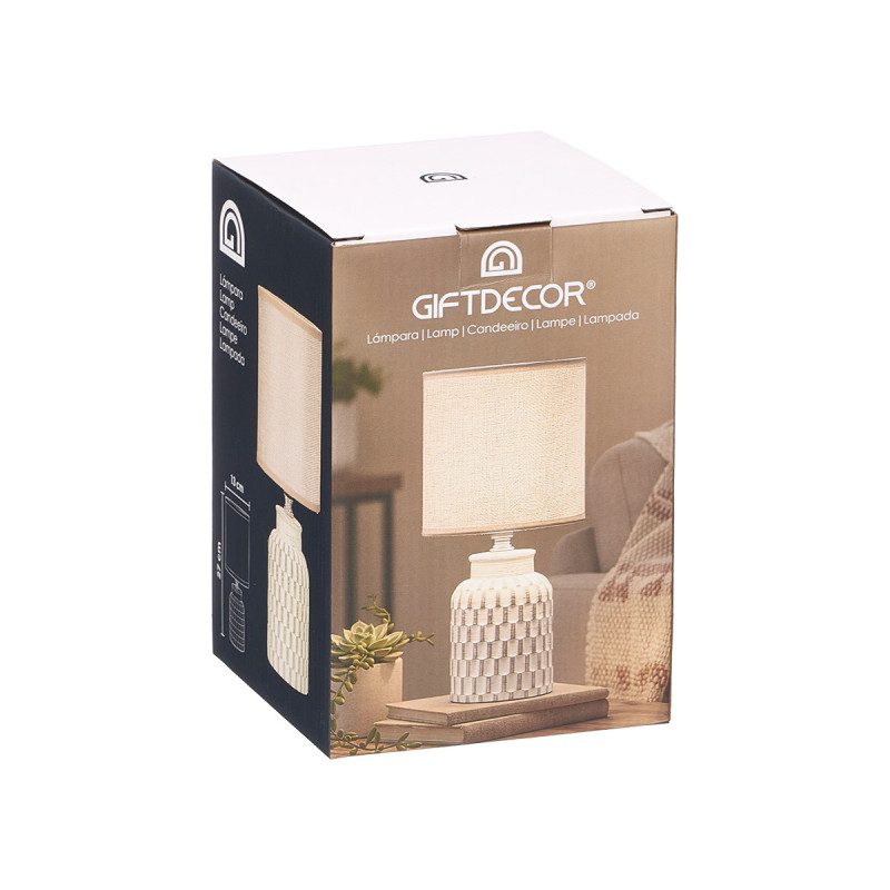 LAMPE A POSER CYLINDRIQUE RAYEE GRISE