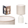 LAMPE TABLE CYLINDRIQUE RAYEE BLANCHE