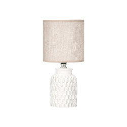 LAMPE TABLE CYLINDRIQUE RAYEE BLANCHE