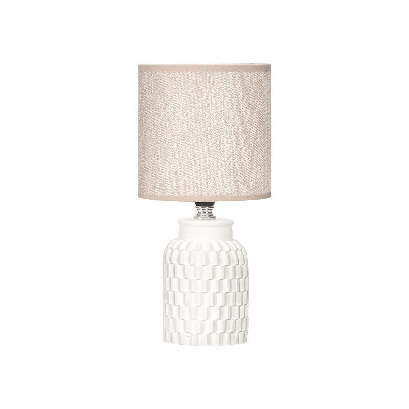 STRIPED CYLINDRICAL TABLE LAMP WHITE 