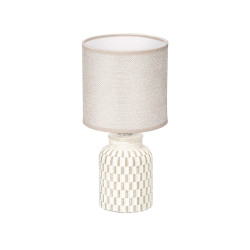LAMPE A POSER CYLINDRIQUE RAYEE BEIGE