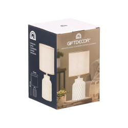 LAMPADA DA TAVOLO CILINDRICA A RIGHE BEIGE