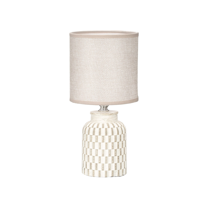 STRIPED CYLINDRICAL TABLE LAMP BEIGE