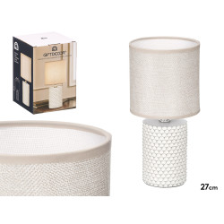 LAMPADA DA TAVOLO CILINDRICA A RILIEVO GRIGIO