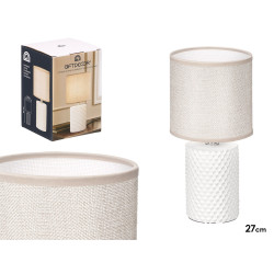 LAMPE TABLE A RELIEF CYLINDRIQUE BLANC