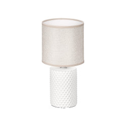 LAMPE TABLE A RELIEF CYLINDRIQUE BLANC