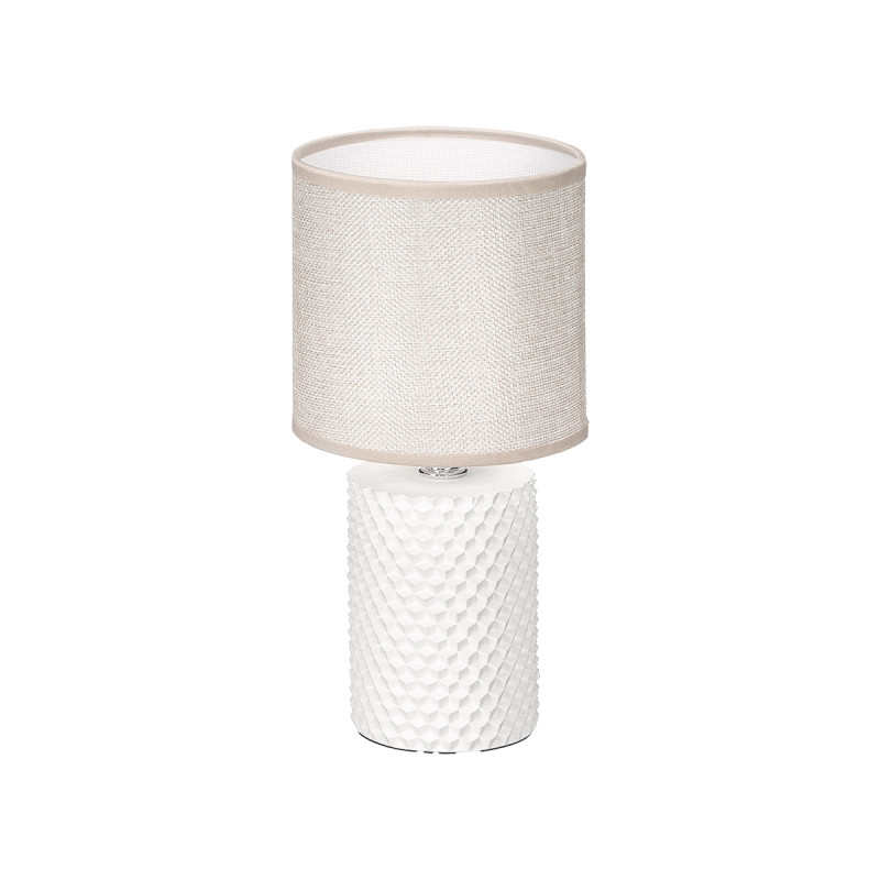 LAMPARA SOBREMESA CILÍNDRICA RELIEVE BLANCA