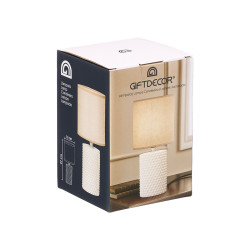 LAMPE TABLE A RELIEF CYLINDRIQUE BLANC