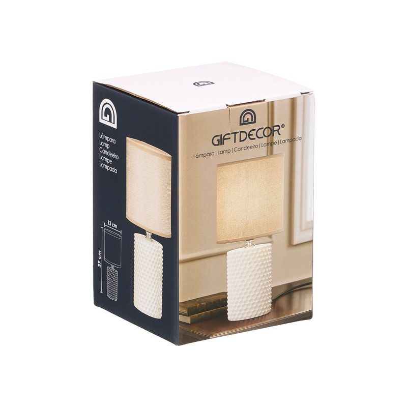 LAMPE TABLE A RELIEF CYLINDRIQUE BLANC