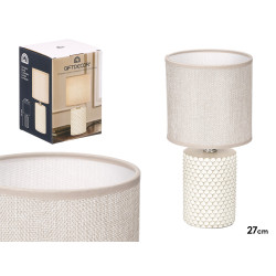 LAMPADA DA TAVOLO CILINDRICA A RILIEVO BEIGE