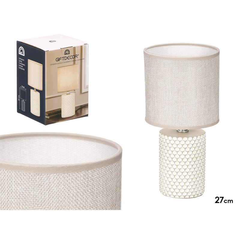 LAMPE TABLE A RELIEF CYLINDRIQUE BEIGE
