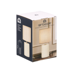 LAMPE TABLE A RELIEF CYLINDRIQUE BEIGE