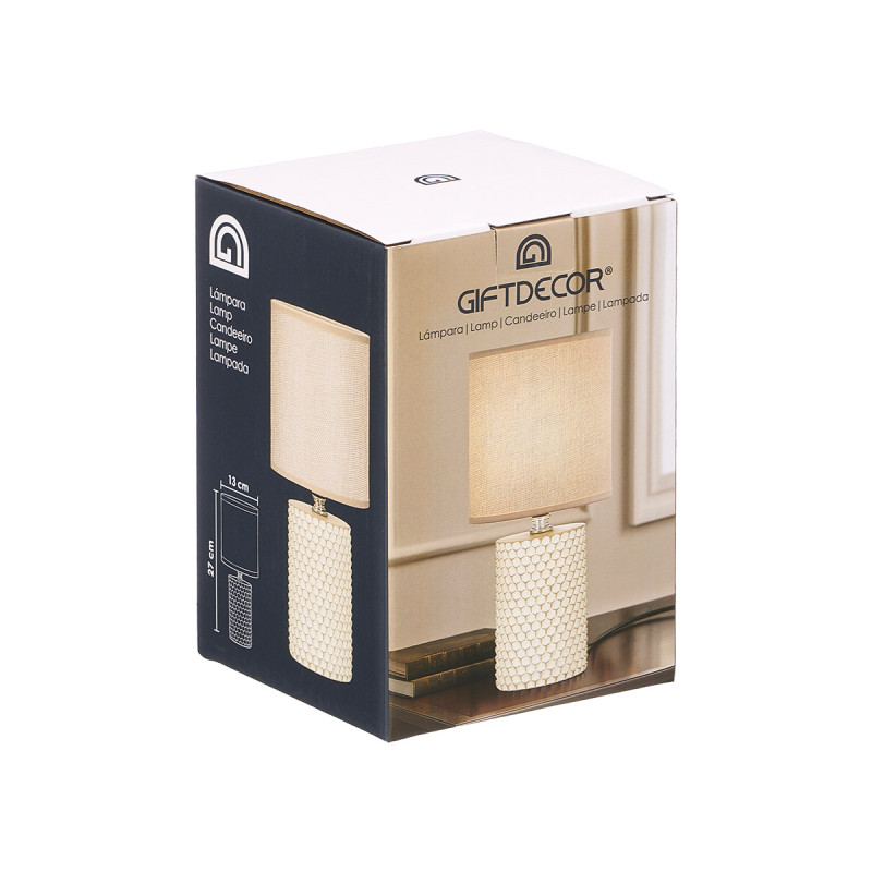 LAMPARA SOBREMESA CILÍNDRICA RELIEVE BEIGE