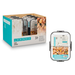 MED BLACK AIRTIGHT DIVIDED LUNCHBOX 2L