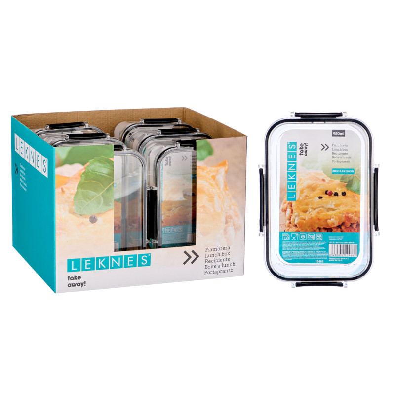 RECIPIENTE HERMETICO RETANGULAR PRETO 950ML