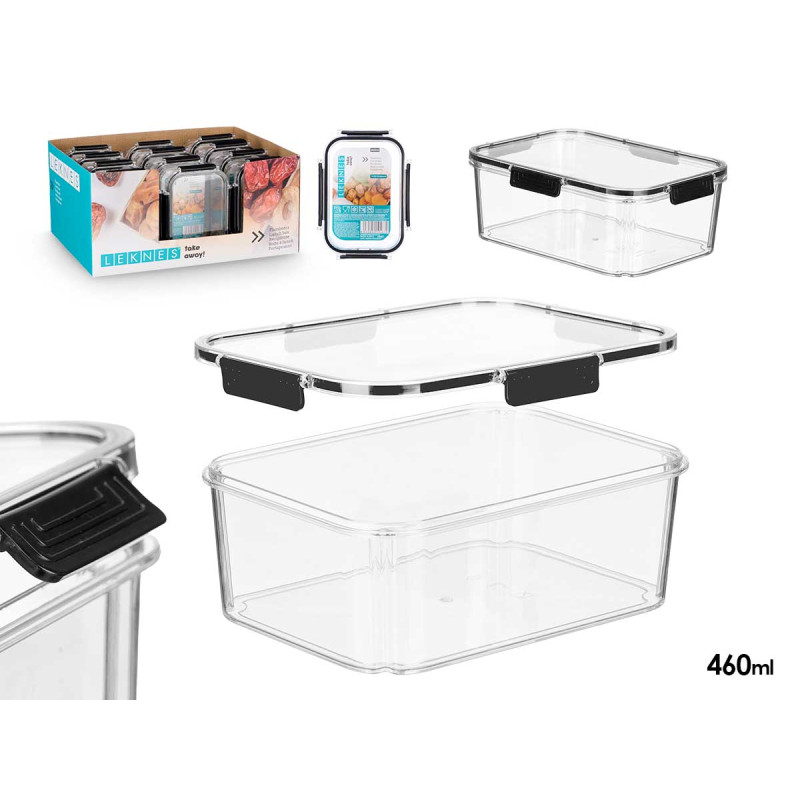 SMALL BLACK AIRTIGHT RECTANGULAR LUNCHBOX 460ML