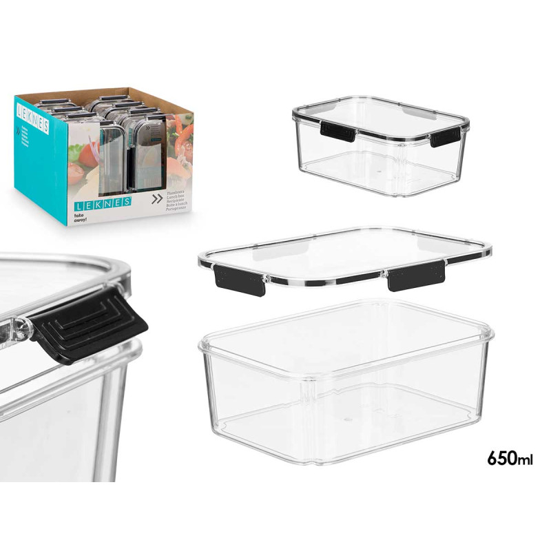 FIAMBRERA RECTANGULAR HERMETICA NEGRA 650ML