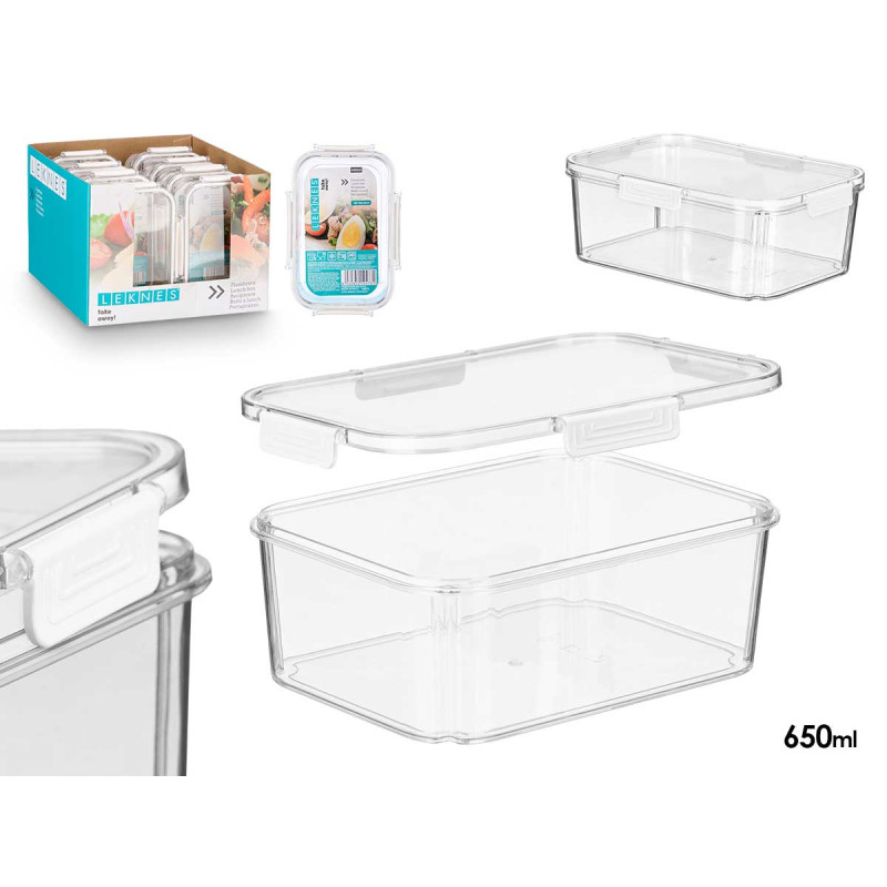 FIAMBRERA RECTANGULAR HERMETICA BLANCA 650ML