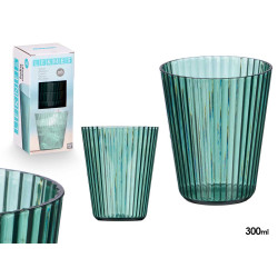 VERRE RAYURES VERT 300 ML