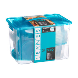 SET 50 LUNCH BOXES HANDLE ASSORTED 2 COL