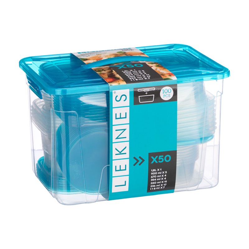 SET 50 BOÎTE À LUNCH POIGNÉE ASSORT 2 COULEURS