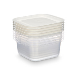 SET 5 PLASTIC SQUARE LUNCH BOX 1000ML 