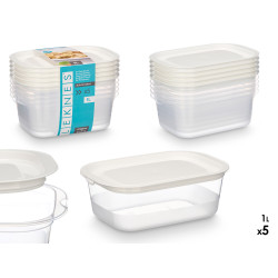 CONJ 5 RECIPIENTES PLASTICO RETANG 1000ML 