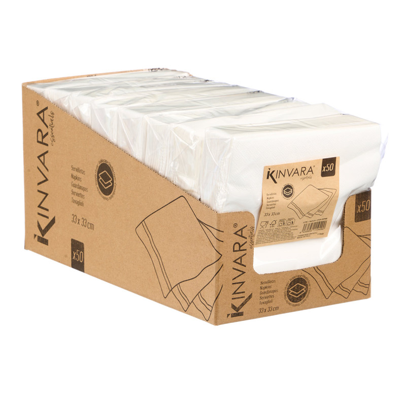 SET 50 SERVIETTES 33 X 33CM 17GR BLANC