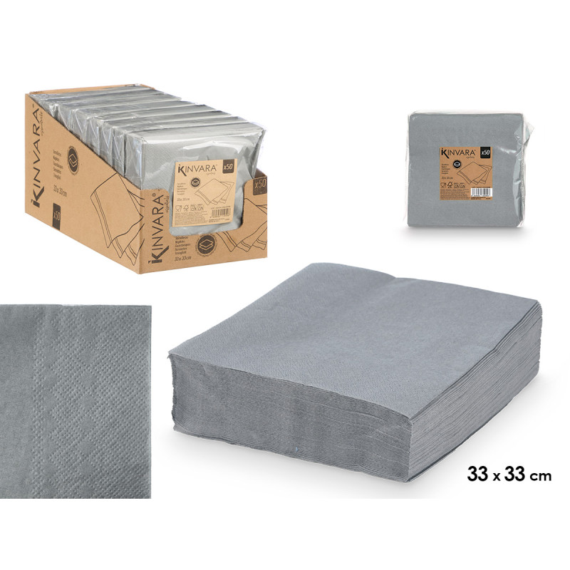 SET 50 TOVAGLIOLI 33X33CM 17GR GRIGIO 
