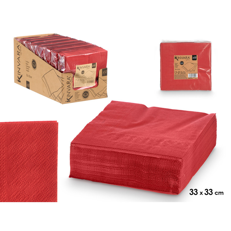 SET 50 SERVIETTES 33 X 33CM 17GR GRENAT